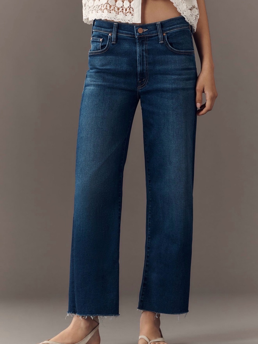 MOTHER Rambler Mid Rise Straight Leg Ankle Fray Jeans Size 28